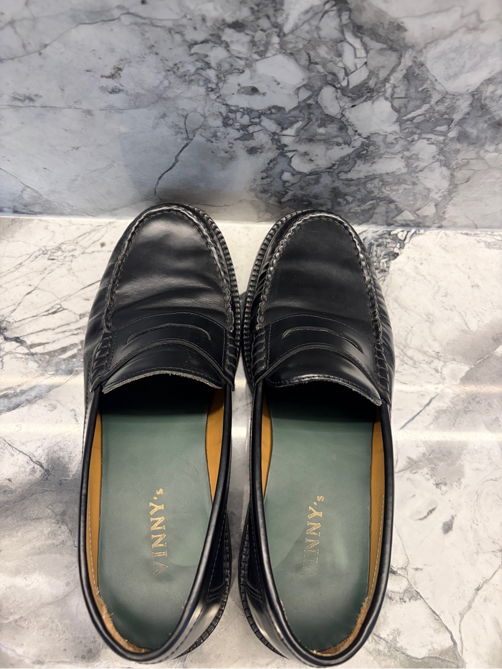 Men's Black Leather Penny Loafers by Vinny